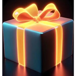 Blue Gift Box with Orange Ribbon